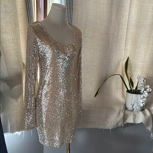 Sparkling Sequin Long Sleeve Dress